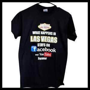 NWOT Gildan Ultra Cotton Las Vegas Facebook YouTube Humor Graphic T-Shirt Mens S